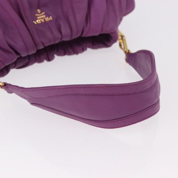 PRADA Shoulder Bag Leather Purple Gold Auth 183941A