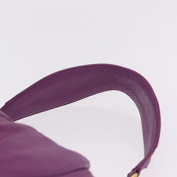 PRADA Shoulder Bag Leather Purple Gold Auth 183941A