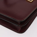 CELINE Hand Bag Leather Bordeaux Gold Auth 183942-11