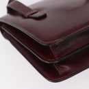 CELINE Hand Bag Leather Bordeaux Gold Auth 183942-12