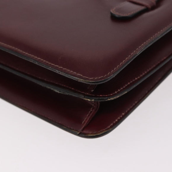 CELINE Hand Bag Leather Bordeaux Gold Auth 183942