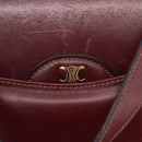 CELINE Hand Bag Leather Bordeaux Gold Auth 183942-14