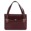 CELINE Hand Bag Leather Bordeaux Gold Auth 183942-2