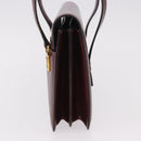 CELINE Hand Bag Leather Bordeaux Gold Auth 183942-4