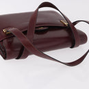 CELINE Hand Bag Leather Bordeaux Gold Auth 183942-6