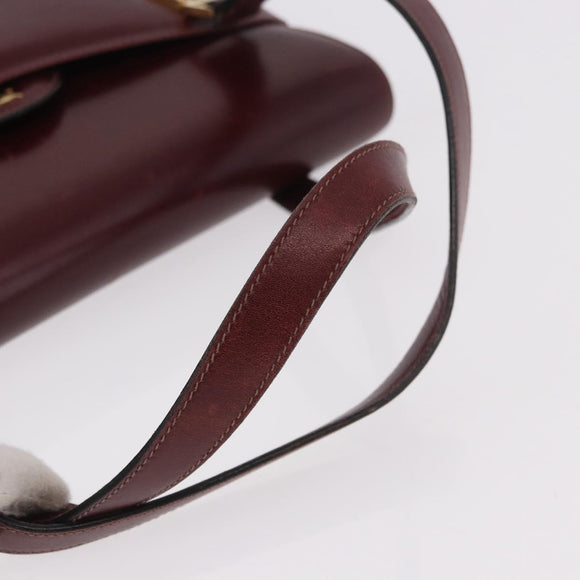 CELINE Hand Bag Leather Bordeaux Gold Auth 183942