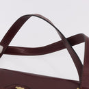 CELINE Hand Bag Leather Bordeaux Gold Auth 183942-8