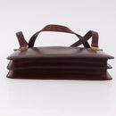 CELINE Hand Bag Leather Bordeaux Gold Auth 183942-9