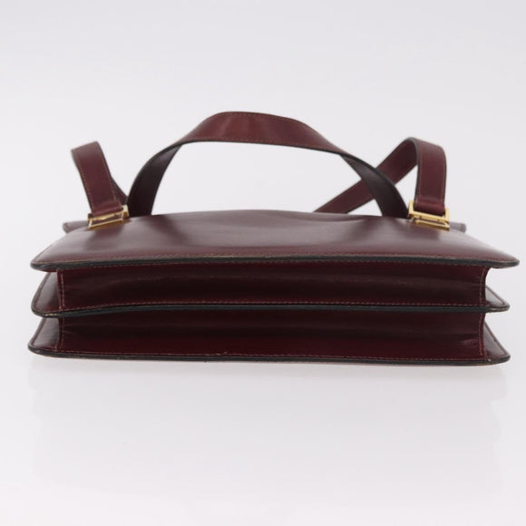 CELINE Hand Bag Leather Bordeaux Gold Auth 183942