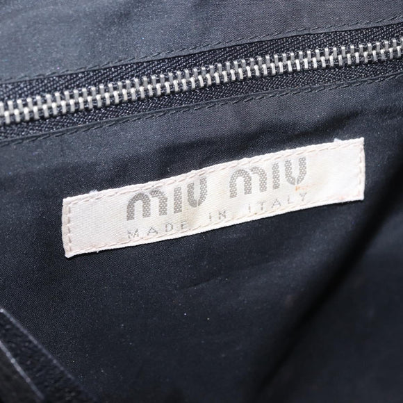Miu Miu Shoulder Bag Leather Black Silver Auth 183943V