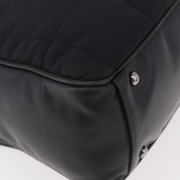 CHANEL Choco Bar Hand Bag Nylon Black Silver CC Auth 183944SAM