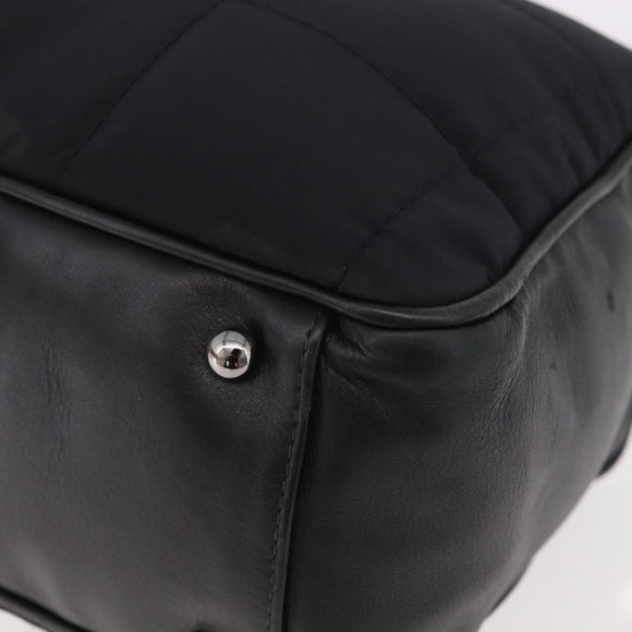 CHANEL Choco Bar Hand Bag Nylon Black Silver CC Auth 183944SAM
