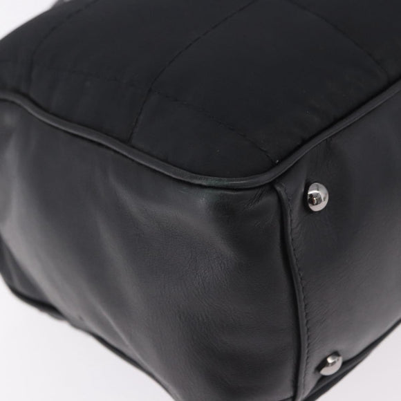CHANEL Choco Bar Hand Bag Nylon Black Silver CC Auth 183944SAM