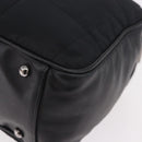 CHANEL Choco Bar Hand Bag Nylon Black Silver CC Auth 183944SAM-17
