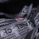 CHANEL Choco Bar Hand Bag Nylon Black Silver CC Auth 183944SAM-10