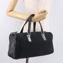 CHANEL Choco Bar Hand Bag Nylon Black Silver CC Auth 183944SAM-25