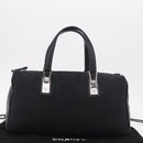 CHANEL Choco Bar Hand Bag Nylon Black Silver CC Auth 183944SAM-12