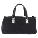CHANEL Choco Bar Hand Bag Nylon Black Silver CC Auth 183944SAM-2