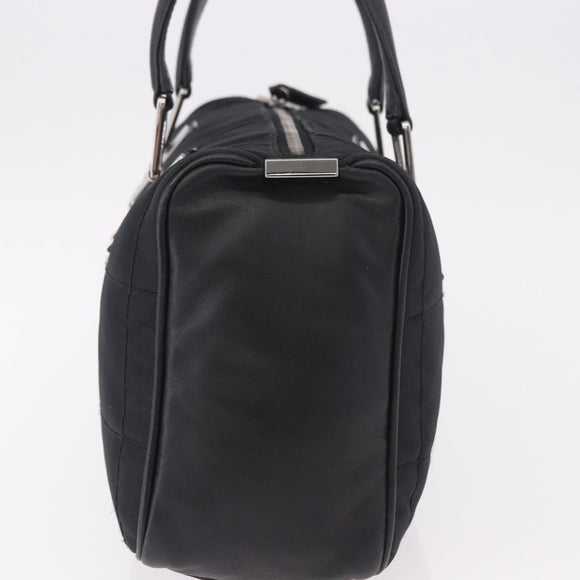 CHANEL Choco Bar Hand Bag Nylon Black Silver CC Auth 183944SAM
