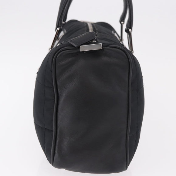 CHANEL Choco Bar Hand Bag Nylon Black Silver CC Auth 183944SAM