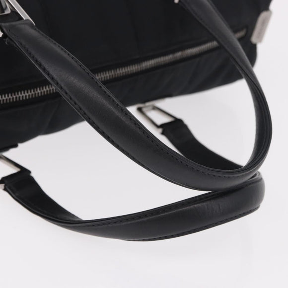 CHANEL Choco Bar Hand Bag Nylon Black Silver CC Auth 183944SAM