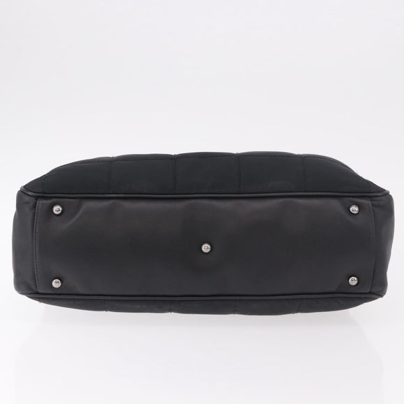 CHANEL Choco Bar Hand Bag Nylon Black Silver CC Auth 183944SAM