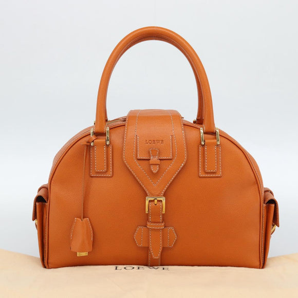 LOEWE Sender Handtas Leer Oranje Goud Auth 183945V