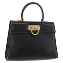 Salvatore Ferragamo Gancini Hand Bag Leather Black Gold Auth 183947-1
