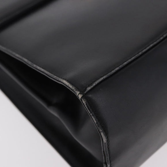 Salvatore Ferragamo Gancini Hand Bag Leather Black Gold Auth 183947