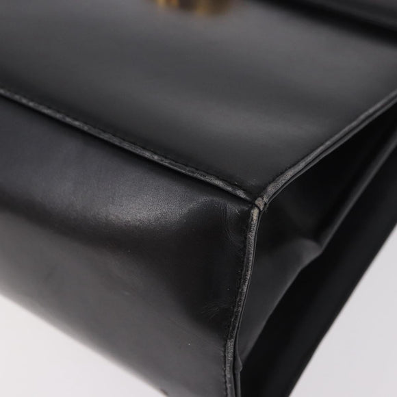 Salvatore Ferragamo Gancini Hand Bag Leather Black Gold Auth 183947