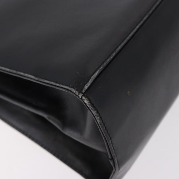 Salvatore Ferragamo Gancini Hand Bag Leather Black Gold Auth 183947