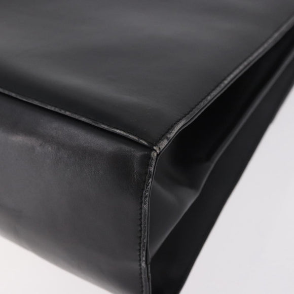 Salvatore Ferragamo Gancini Hand Bag Leather Black Gold Auth 183947