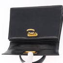 Salvatore Ferragamo Gancini Hand Bag Leather Black Gold Auth 183947-15