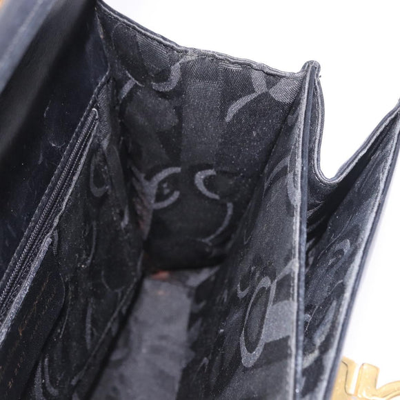 Salvatore Ferragamo Gancini Hand Bag Leather Black Gold Auth 183947