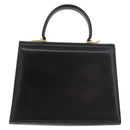 Salvatore Ferragamo Gancini Hand Bag Leather Black Gold Auth 183947-3