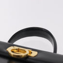 Salvatore Ferragamo Gancini Hand Bag Leather Black Gold Auth 183947-8