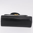 Salvatore Ferragamo Gancini Hand Bag Leather Black Gold Auth 183947-9