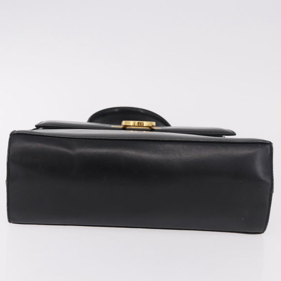 Salvatore Ferragamo Gancini Hand Bag Leather Black Gold Auth 183947