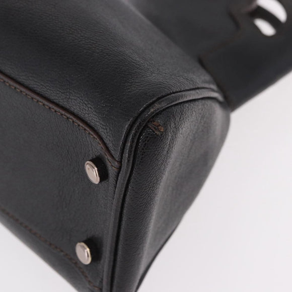 CARTIER Marcello Must Line Hand Bag Leather Black Auth 183950V