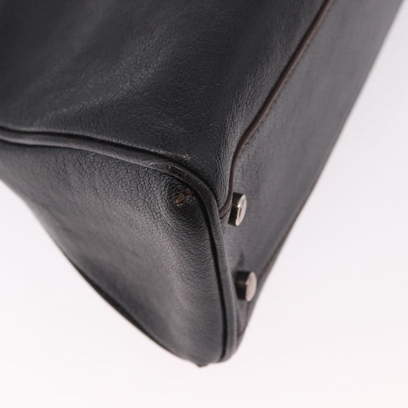 CARTIER Marcello Must Line Hand Bag Leather Black Auth 183950V