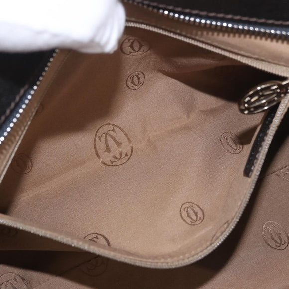 CARTIER Marcello Must Line Hand Bag Leather Black Auth 183950V
