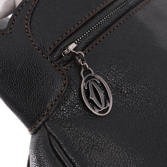 CARTIER Marcello Must Line Hand Bag Leather Black Auth 183950V