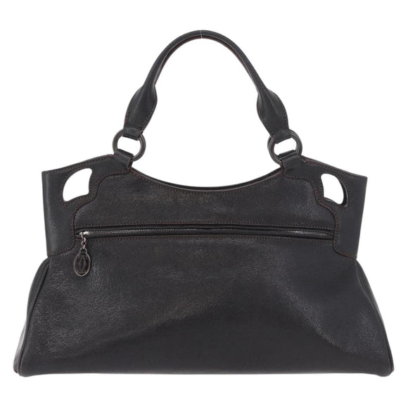 CARTIER Marcello Must Line Hand Bag Leather Black Auth 183950V