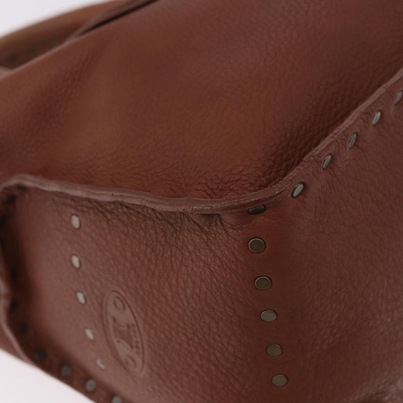 CELINE Boogie bag Hand Bag Leather Brown Auth 183952A