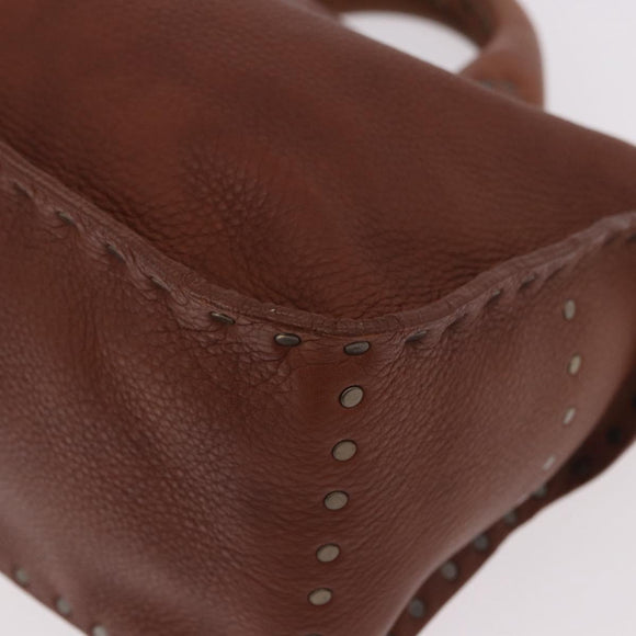 CELINE Boogie bag Hand Bag Leather Brown Auth 183952A