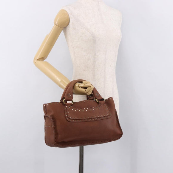 CELINE Boogie bag Hand Bag Leather Brown Auth 183952A