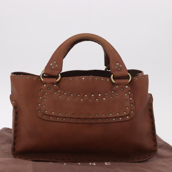 CELINE Boogie bag Hand Bag Leather Brown Auth 183952A