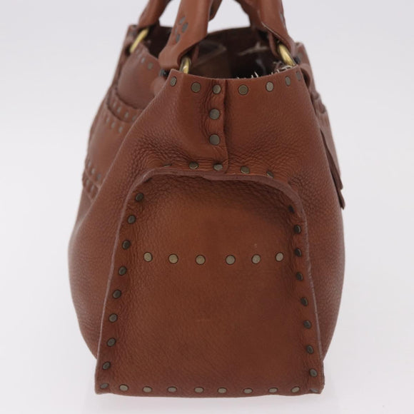 CELINE Boogie bag Hand Bag Leather Brown Auth 183952A