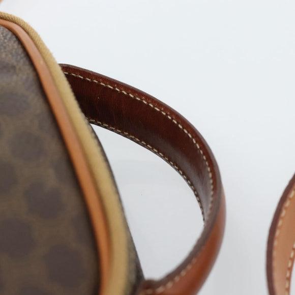 CELINE Macadam Canvas Hand Bag PVC Leather 2way Brown Gold Auth 183953A
