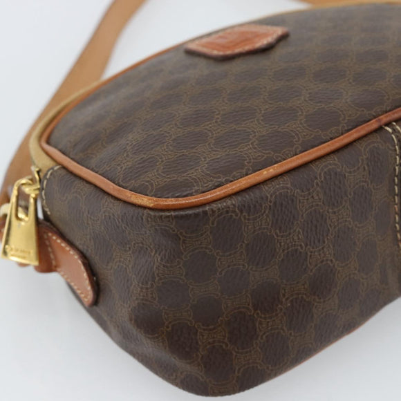 CELINE Macadam Canvas Hand Bag PVC Leather 2way Brown Gold Auth 183953A